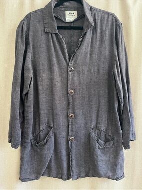 Artist Flax by Jeanne Engelhart Dark Charcoal Linen Button Down Shirt